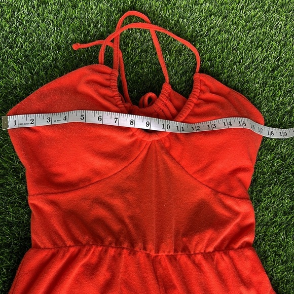 DEREK HEART Orange Terry Cloth Romper size large - Picture 3 of 6